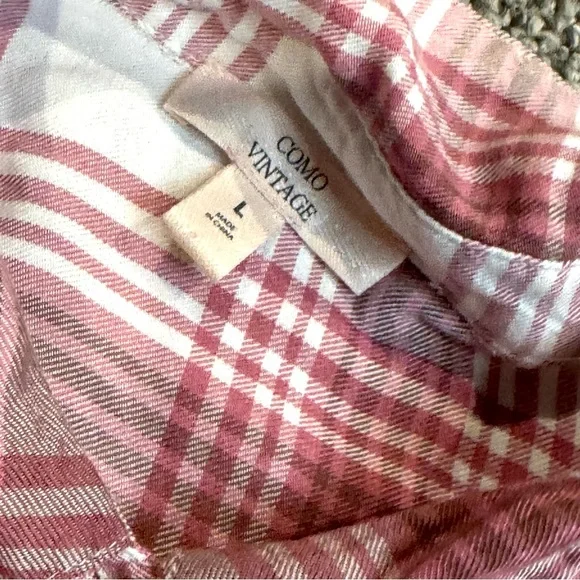 Como Vintage Pink and White Plaid Button-Down Shirt - Picture 4 of 7